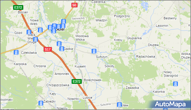 mapa Sufczyn gmina Kołbiel, Sufczyn gmina Kołbiel na mapie Targeo