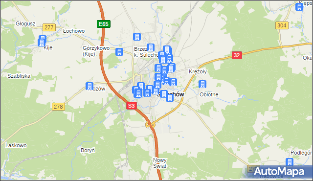 mapa Sulechów powiat zielonogórski, Sulechów powiat zielonogórski na mapie Targeo