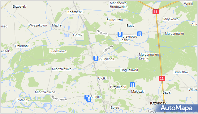 mapa Sulęcinek, Sulęcinek na mapie Targeo