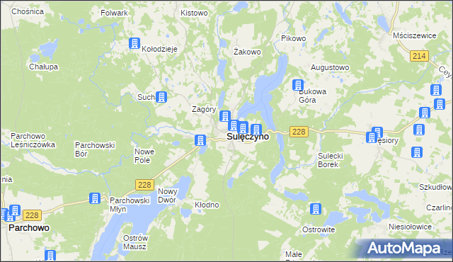 mapa Sulęczyno, Sulęczyno na mapie Targeo