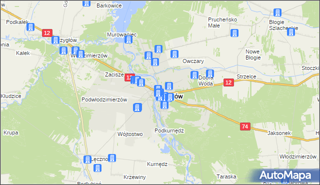 mapa Sulejów powiat piotrkowski, Sulejów powiat piotrkowski na mapie Targeo