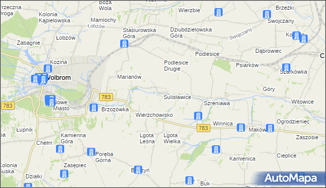 mapa Sulisławice gmina Wolbrom, Sulisławice gmina Wolbrom na mapie Targeo