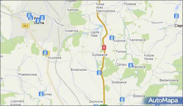 mapa Sulisławice gmina Ząbkowice Śląskie, Sulisławice gmina Ząbkowice Śląskie na mapie Targeo