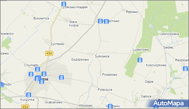 mapa Sułkowice gmina Krobia, Sułkowice gmina Krobia na mapie Targeo