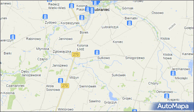 mapa Sułkowo gmina Lubraniec, Sułkowo gmina Lubraniec na mapie Targeo