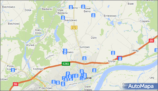 mapa Sulnowo, Sulnowo na mapie Targeo