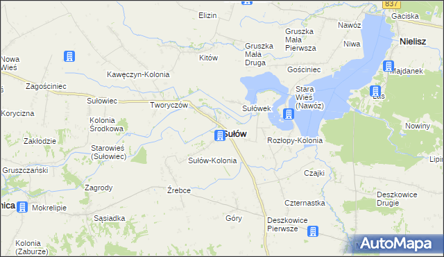 mapa Sułów powiat zamojski, Sułów powiat zamojski na mapie Targeo