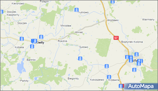 mapa Sułowo gmina Bisztynek, Sułowo gmina Bisztynek na mapie Targeo