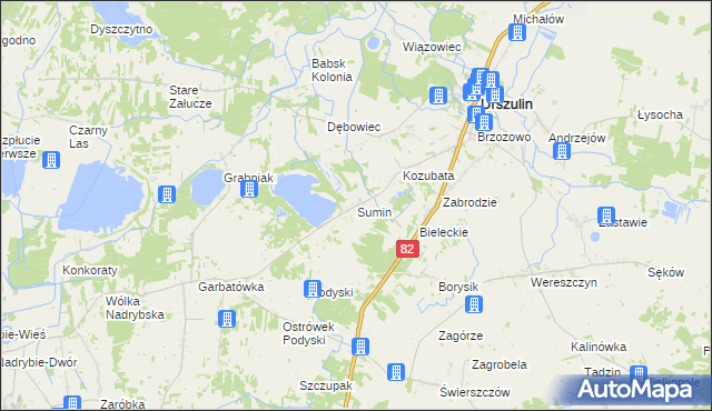 mapa Sumin gmina Urszulin, Sumin gmina Urszulin na mapie Targeo