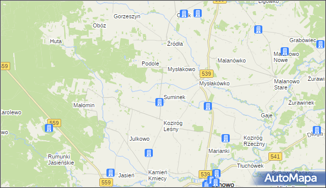 mapa Suminek, Suminek na mapie Targeo