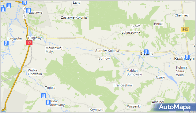 mapa Surhów, Surhów na mapie Targeo