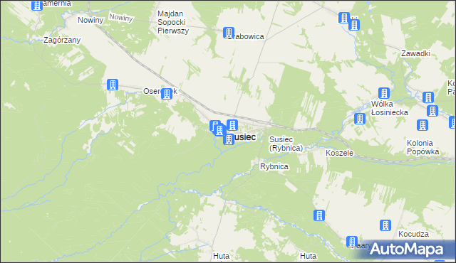 mapa Susiec, Susiec na mapie Targeo