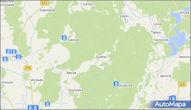 mapa Susłów, Susłów na mapie Targeo