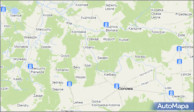 mapa Świątki gmina Klonowa, Świątki gmina Klonowa na mapie Targeo