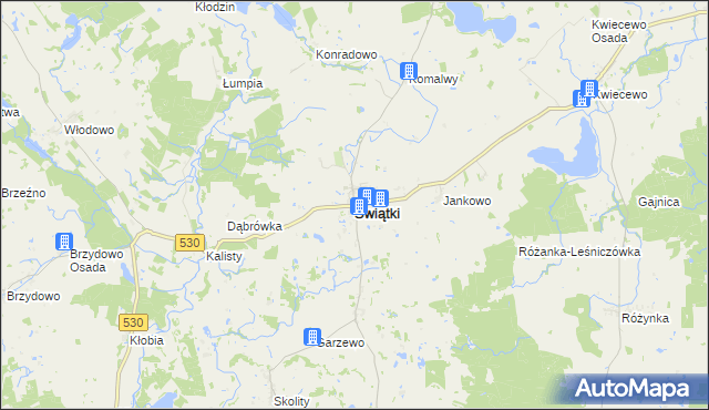mapa Świątki powiat olsztyński, Świątki powiat olsztyński na mapie Targeo