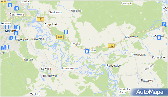 mapa Świątniki gmina Mosina, Świątniki gmina Mosina na mapie Targeo