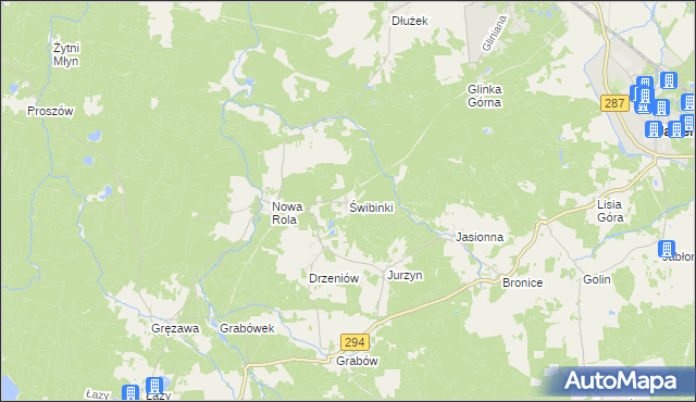 mapa Świbinki, Świbinki na mapie Targeo