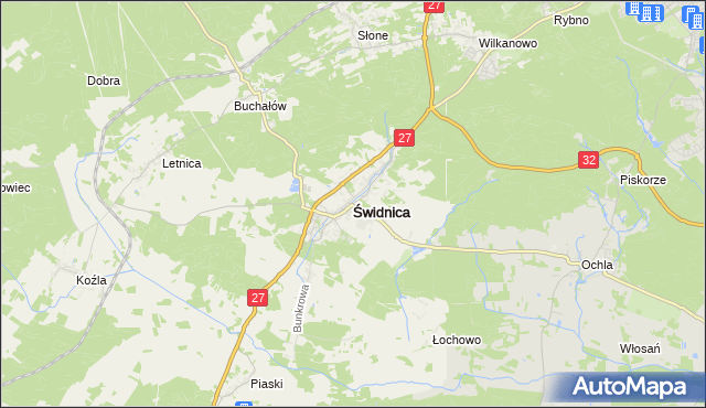 mapa Świdnica powiat zielonogórski, Świdnica powiat zielonogórski na mapie Targeo