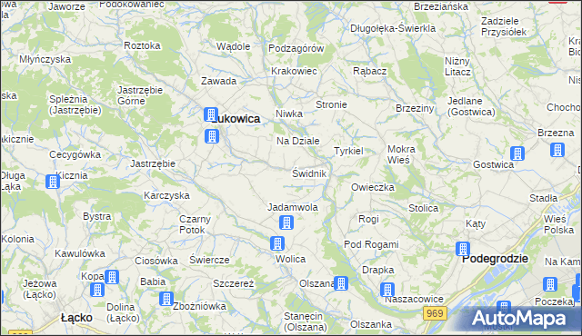 mapa Świdnik gmina Łukowica, Świdnik gmina Łukowica na mapie Targeo