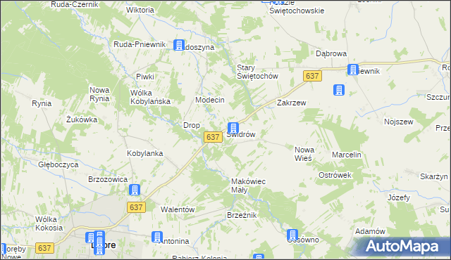 mapa Świdrów, Świdrów na mapie Targeo