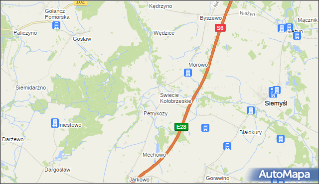 mapa Świecie Kołobrzeskie, Świecie Kołobrzeskie na mapie Targeo