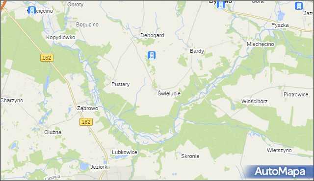 mapa Świelubie gmina Dygowo, Świelubie gmina Dygowo na mapie Targeo