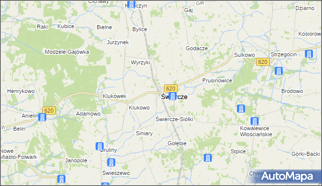 mapa Świercze powiat pułtuski, Świercze powiat pułtuski na mapie Targeo