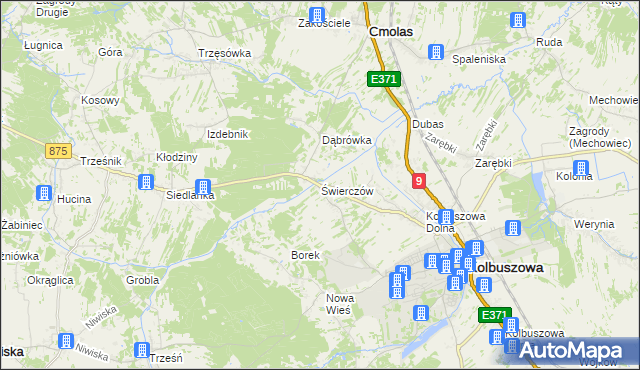 mapa Świerczów gmina Kolbuszowa, Świerczów gmina Kolbuszowa na mapie Targeo