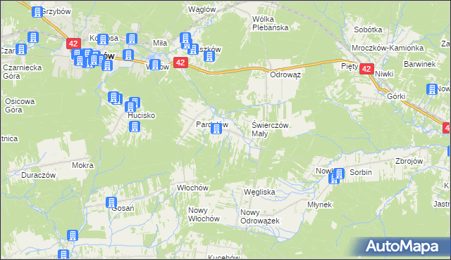 mapa Świerczów gmina Stąporków, Świerczów gmina Stąporków na mapie Targeo