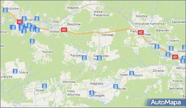 mapa Świerczów Mały, Świerczów Mały na mapie Targeo