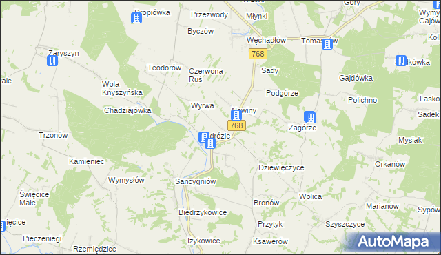 mapa Świerczyna gmina Działoszyce, Świerczyna gmina Działoszyce na mapie Targeo