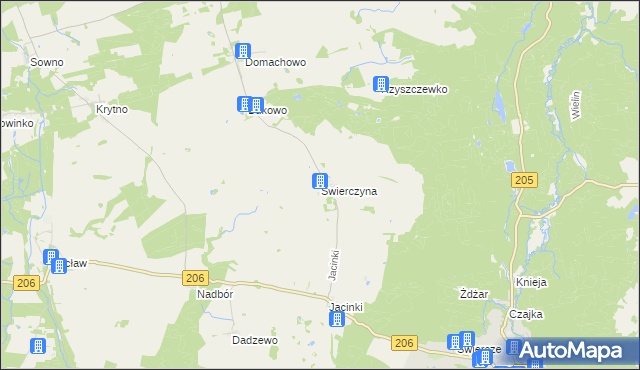 mapa Świerczyna gmina Polanów, Świerczyna gmina Polanów na mapie Targeo