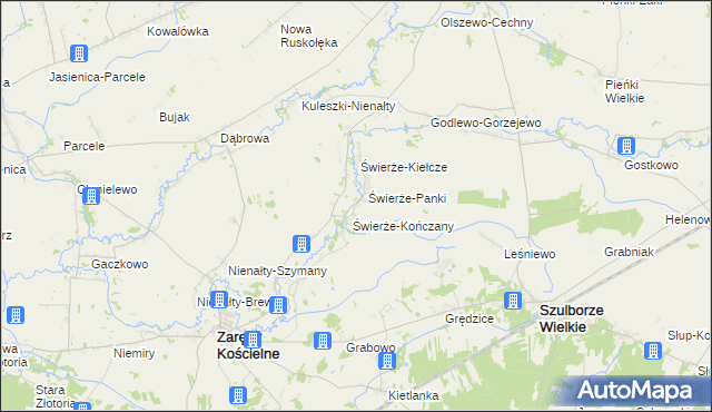 mapa Świerże Zielone, Świerże Zielone na mapie Targeo