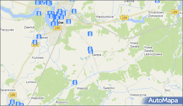 mapa Święta gmina Złotów, Święta gmina Złotów na mapie Targeo