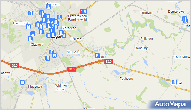 mapa Święte gmina Stargard, Święte gmina Stargard na mapie Targeo