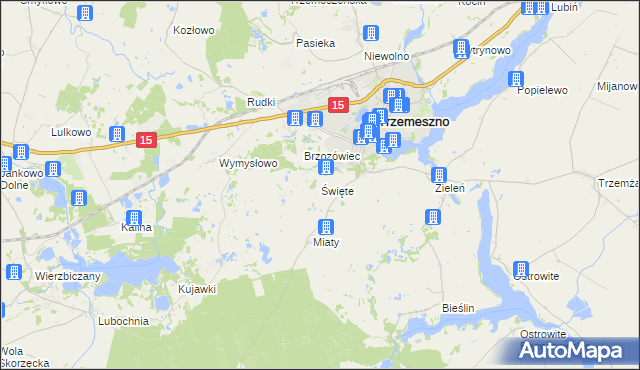 mapa Święte gmina Trzemeszno, Święte gmina Trzemeszno na mapie Targeo