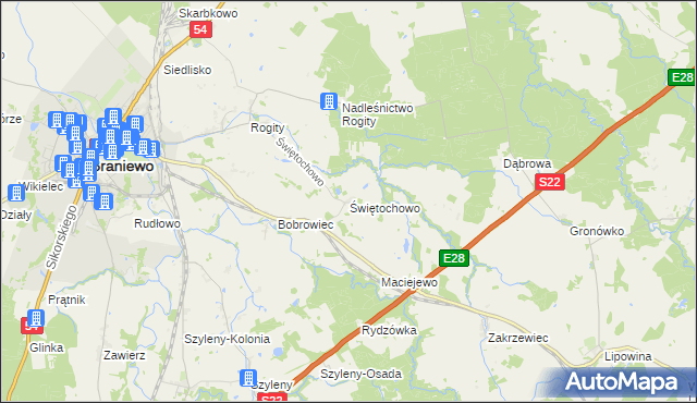 mapa Świętochowo, Świętochowo na mapie Targeo