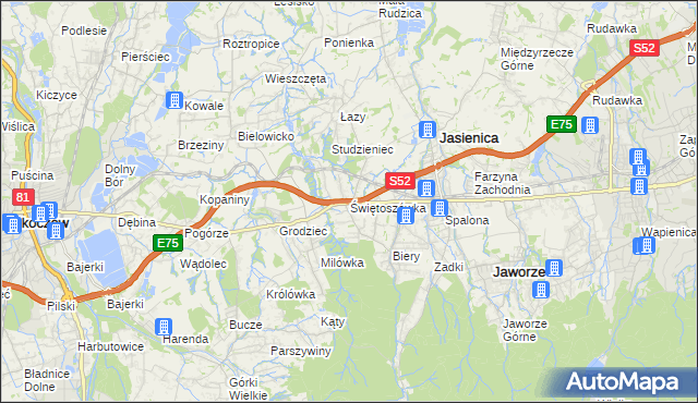 mapa Świętoszówka, Świętoszówka na mapie Targeo