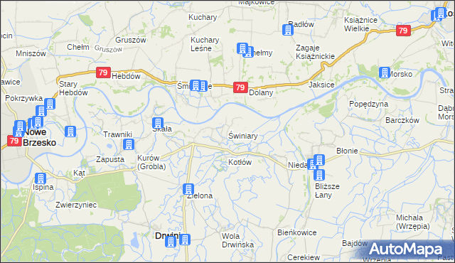 mapa Świniary gmina Drwinia, Świniary gmina Drwinia na mapie Targeo