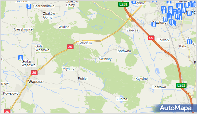 mapa Świniary gmina Wąsosz, Świniary gmina Wąsosz na mapie Targeo