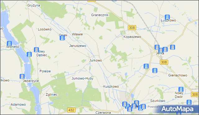 mapa Świniec gmina Krzywiń, Świniec gmina Krzywiń na mapie Targeo