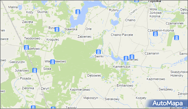 mapa Świnki gmina Topólka, Świnki gmina Topólka na mapie Targeo