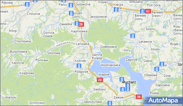 mapa Świnna Poręba, Świnna Poręba na mapie Targeo