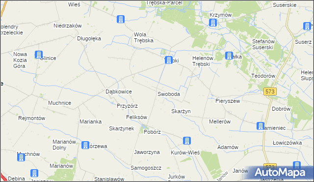 mapa Swoboda gmina Szczawin Kościelny, Swoboda gmina Szczawin Kościelny na mapie Targeo