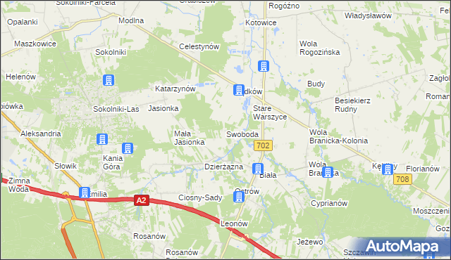 mapa Swoboda gmina Zgierz, Swoboda gmina Zgierz na mapie Targeo