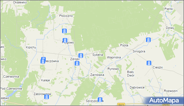 mapa Syberia gmina Lubowidz, Syberia gmina Lubowidz na mapie Targeo