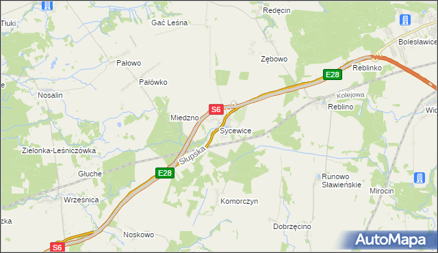 mapa Sycewice, Sycewice na mapie Targeo