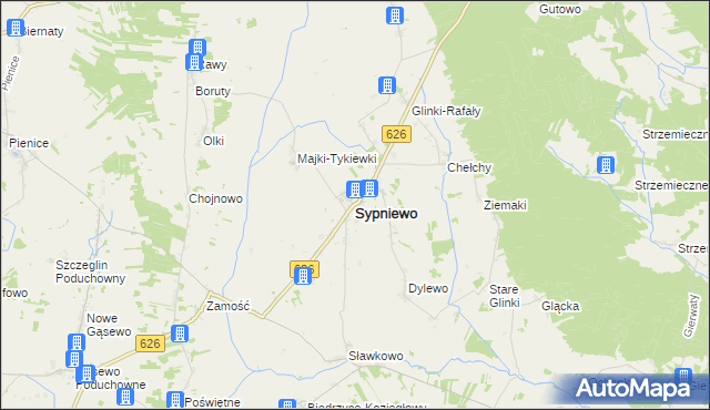 mapa Sypniewo powiat makowski, Sypniewo powiat makowski na mapie Targeo