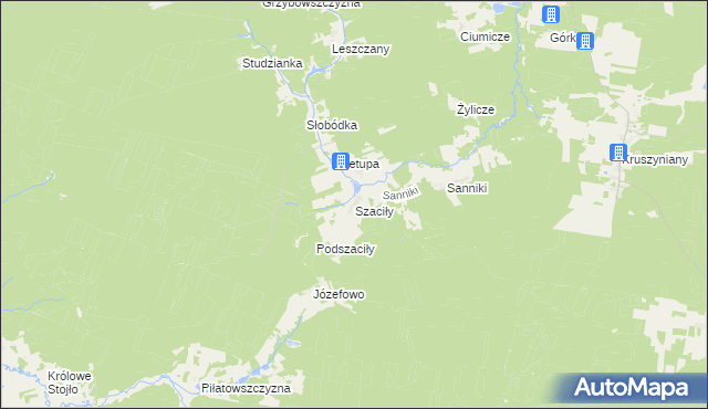 mapa Szaciły gmina Krynki, Szaciły gmina Krynki na mapie Targeo