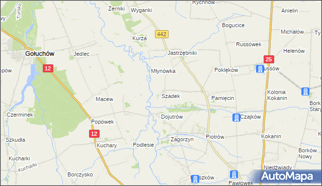 mapa Szadek gmina Blizanów, Szadek gmina Blizanów na mapie Targeo